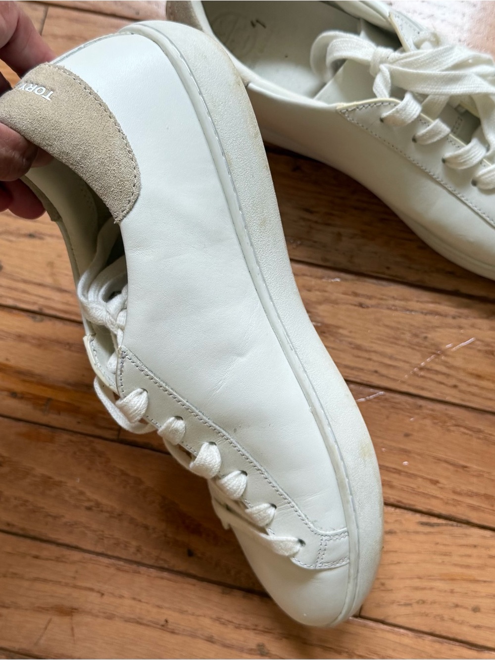 Tory Burch Ivory Leather Low-Top Sneakers - Picture 4 of 7